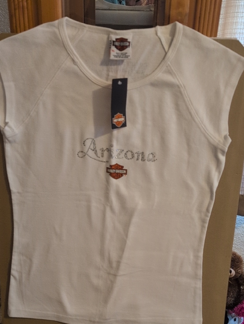 Harley-Davidson White Women's Tank Top with Rhinestone Arizona Script
